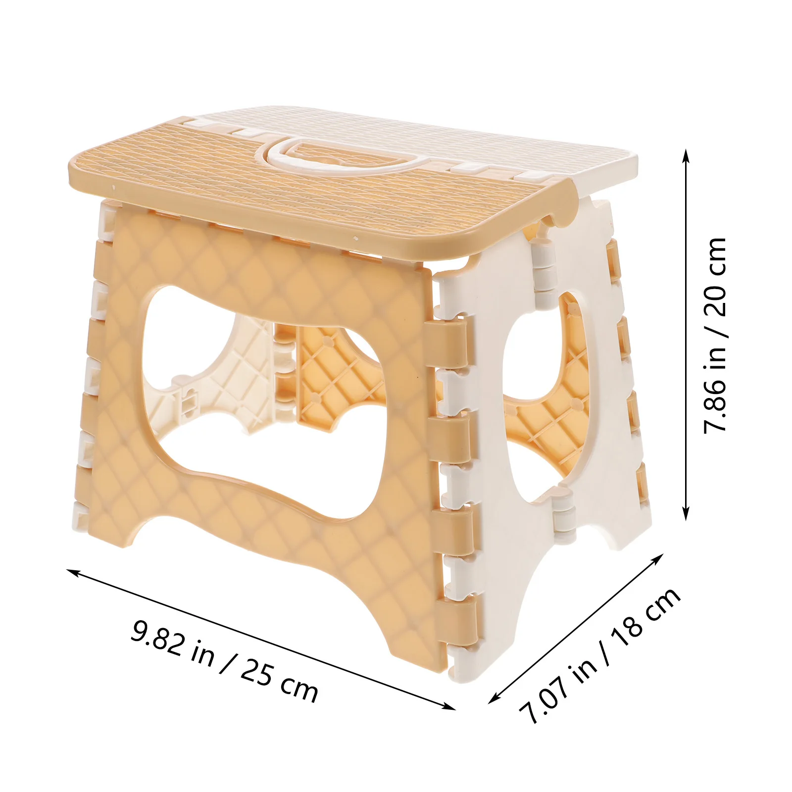 مقعد بلاستيكي كبير قابل للطي باللون البيج قابل للطي ومحمول للحمام مع مقبض وسطح غير قابل للانزلاق وسهل الحمل #5