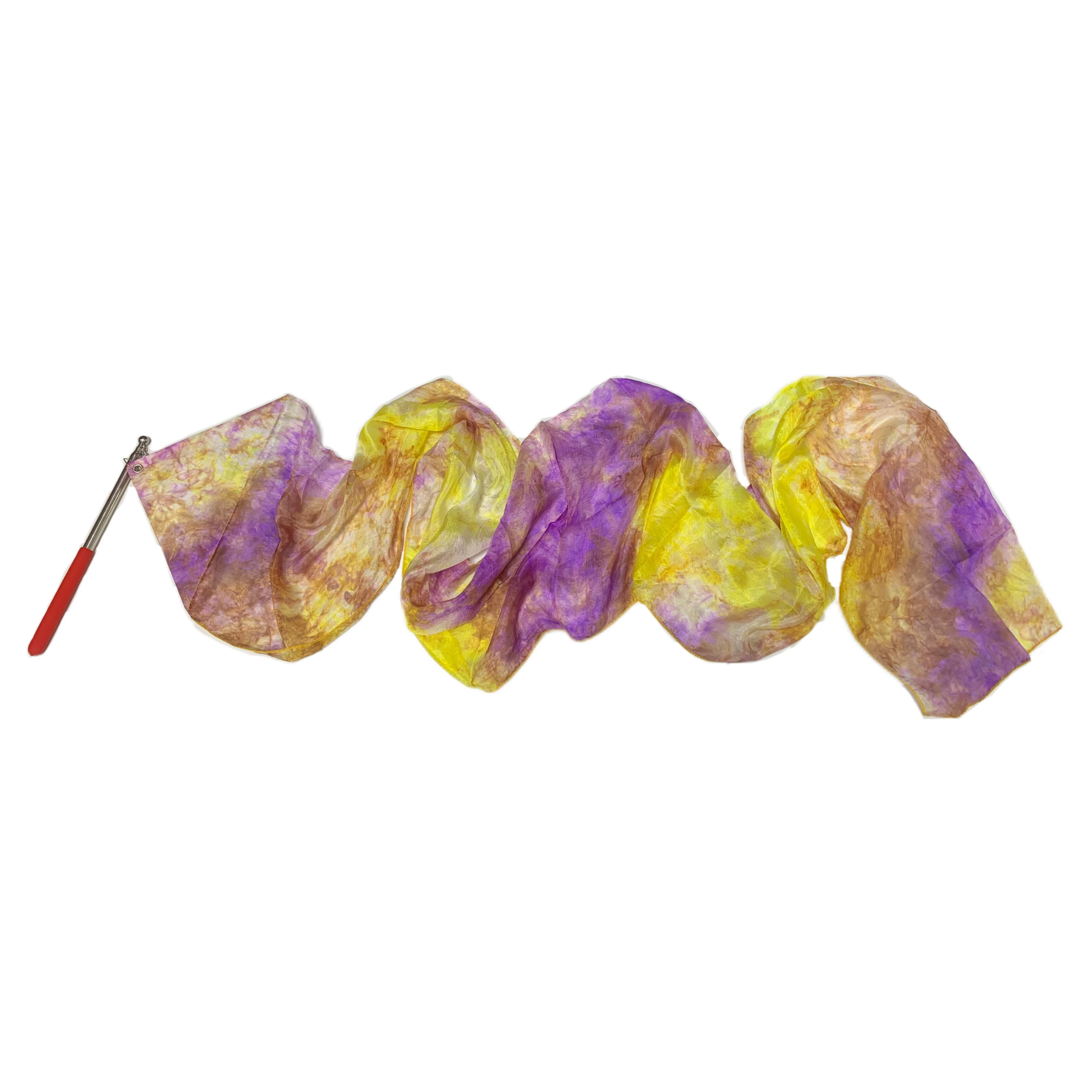 

Hand Dyed 100% Real Silk Ribbon Belly Dance Gymnastics Streamers With Sticks