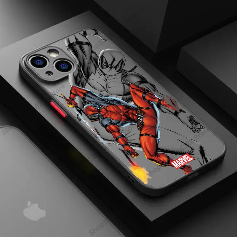 Cartoon Marvel Spiderman Deadpool Phone Case For iPhone 16 15 14 13 12 11 PRO MAX XS MAX XR 7 8 Plus Y2K Armor Super Cool Cover