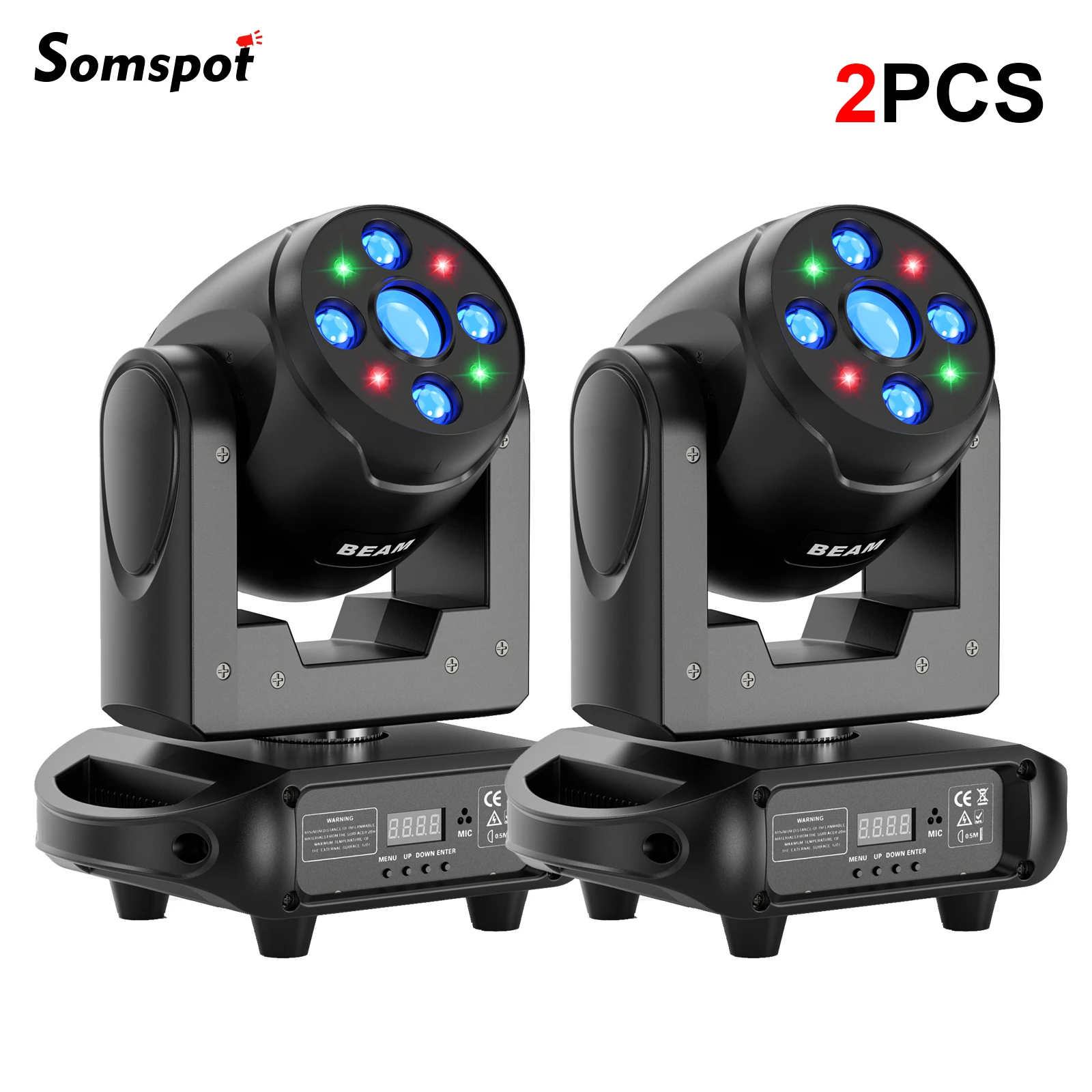 

Somspot 2PCS RGBW LED Beam Moving Head Light Starry Sky Effect Stage Lights for Wedding Church Christmas Party KTV DJ Disco