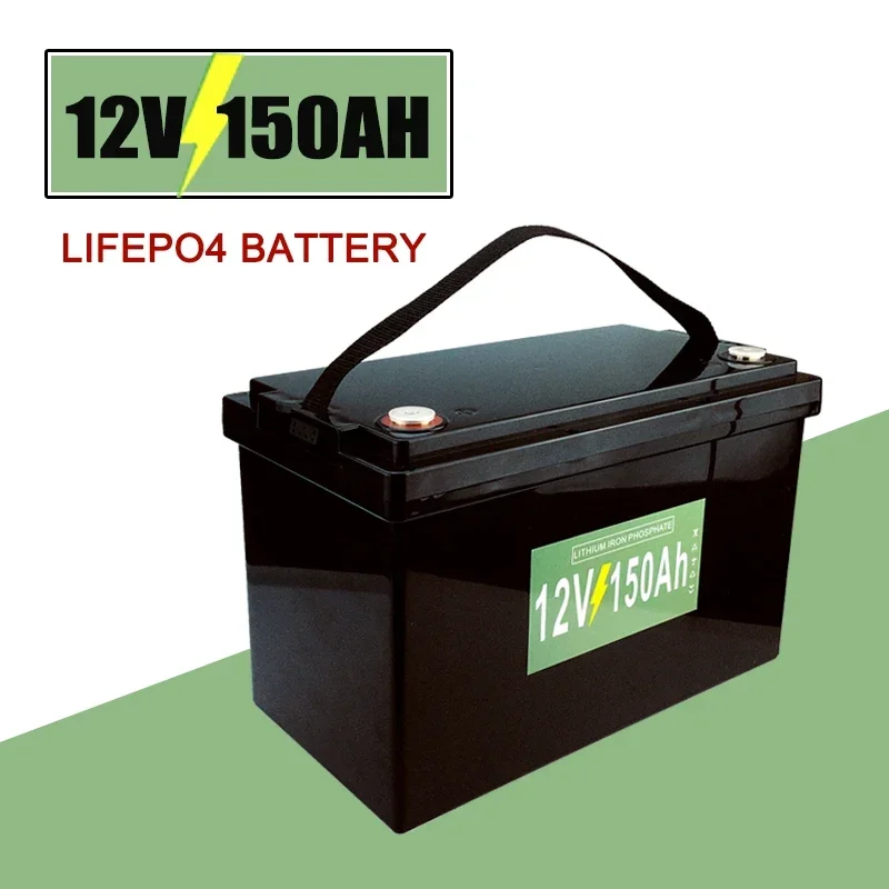 LiFePO4 12V Battery 150AH Built-in BMS Lithium Iron Phosphate Cell for Golf Cart Outdoor Camping Solar Storage