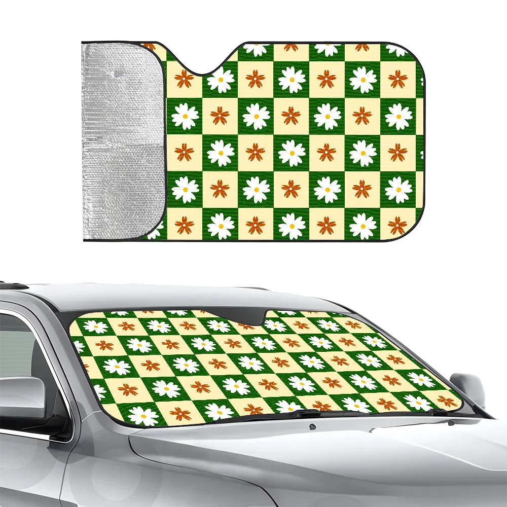 

Клетчатый цветочный узор Автомобиль SunSha Трехслойная изоляция Переднее лобовое стекло автомобиля Sun Sha Блоки на присоске УФ-лучи Солнце