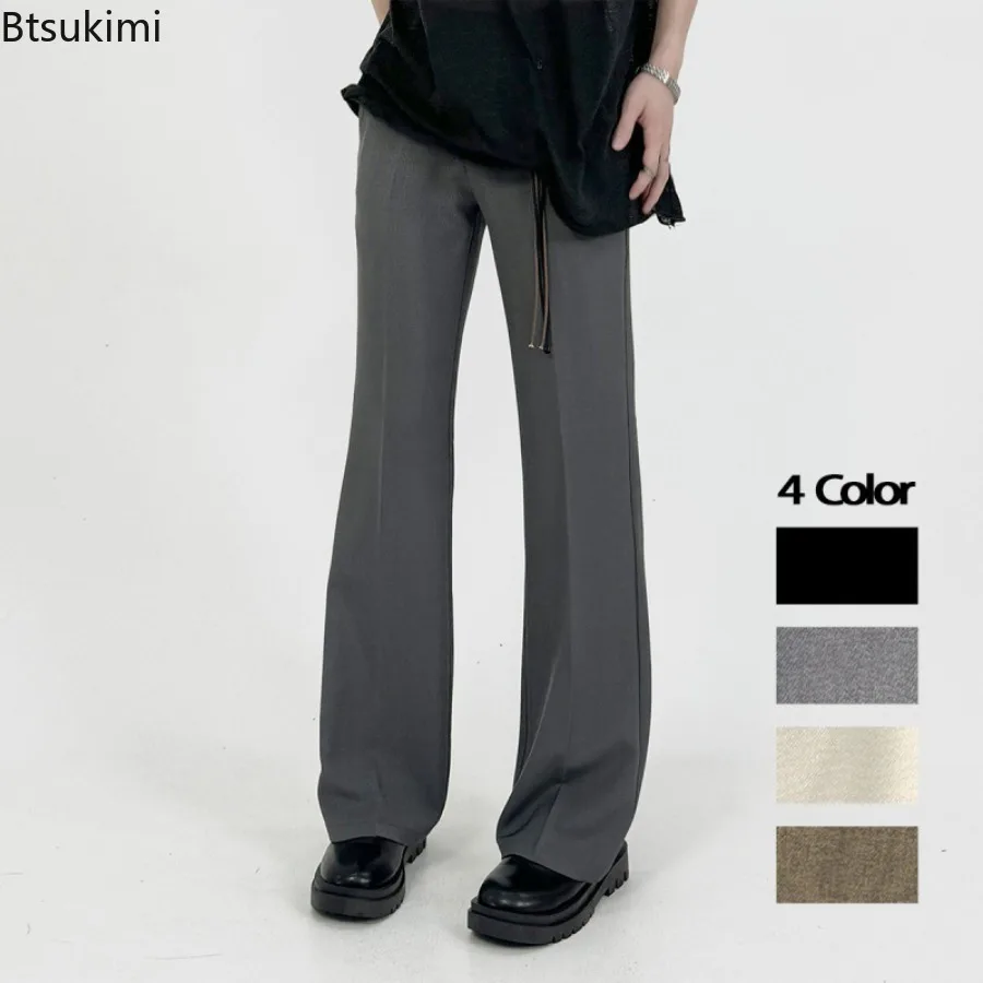 Vintage Suit Pants Men's Fashion Social Dress Pants Korean Loose Casual Flared Pants Spring Autumn Male Trousers Y2K Streetwear