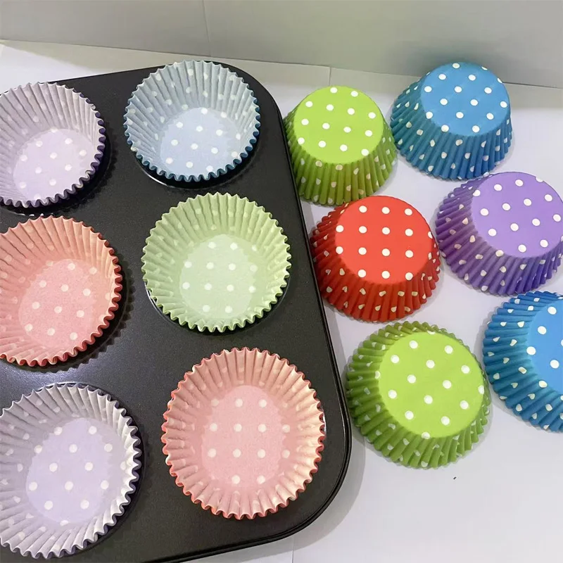 100 Uds./200 Uds. Vasos de papel para pasteles de lunares, tazas para hornear a prueba de aceite, vasos de papel para postres con temática de reunión familiar para fiestas de cumpleaños, perfectos para pasteles, postres y decoraciones para fiestas