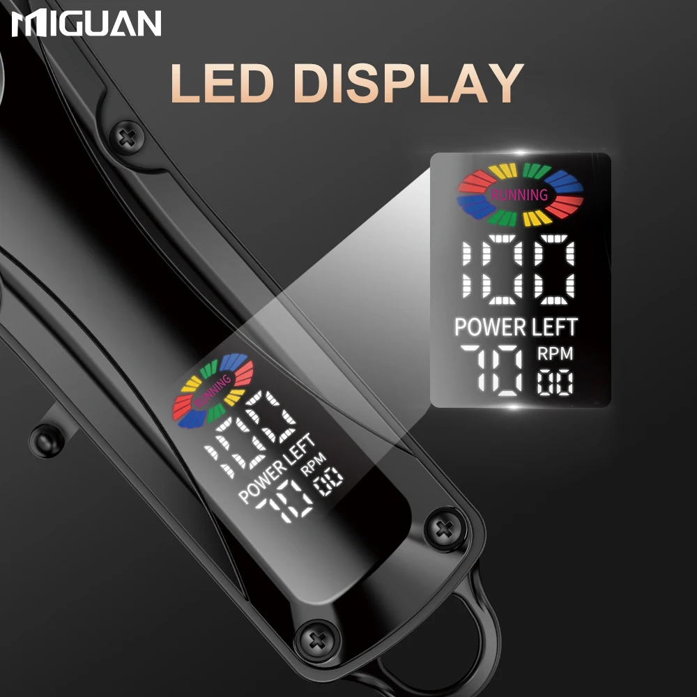 Professional men's hair clipper with LED display screen, rechargeable lithium battery, USB charging, wireless trimmer with