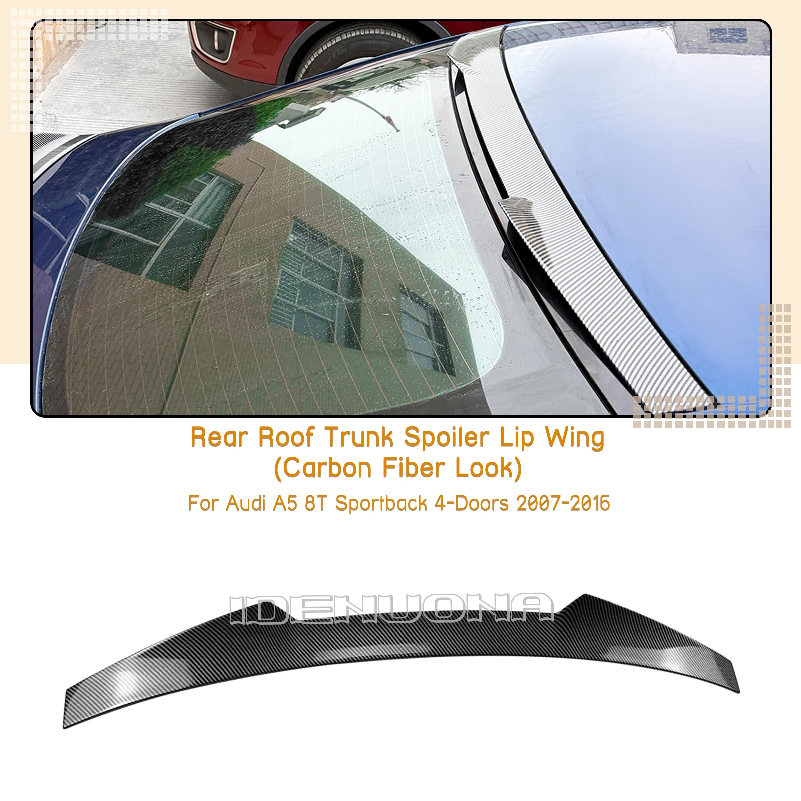 

Roof Spoiler Upper Window Wing Rear Trunk Lip Lid Trim For Audi A5 8T Sportback 4 Door 2007-2016