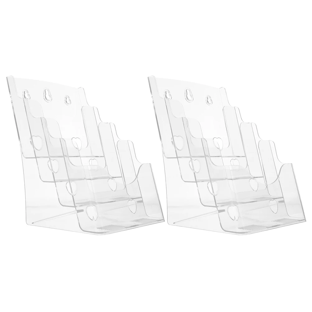 

2pcs A5 Acrylic Document Rack Box Clear Plastic Brochure Display Stand Magazine Organizer Flyer Holder Literature Rack Storage