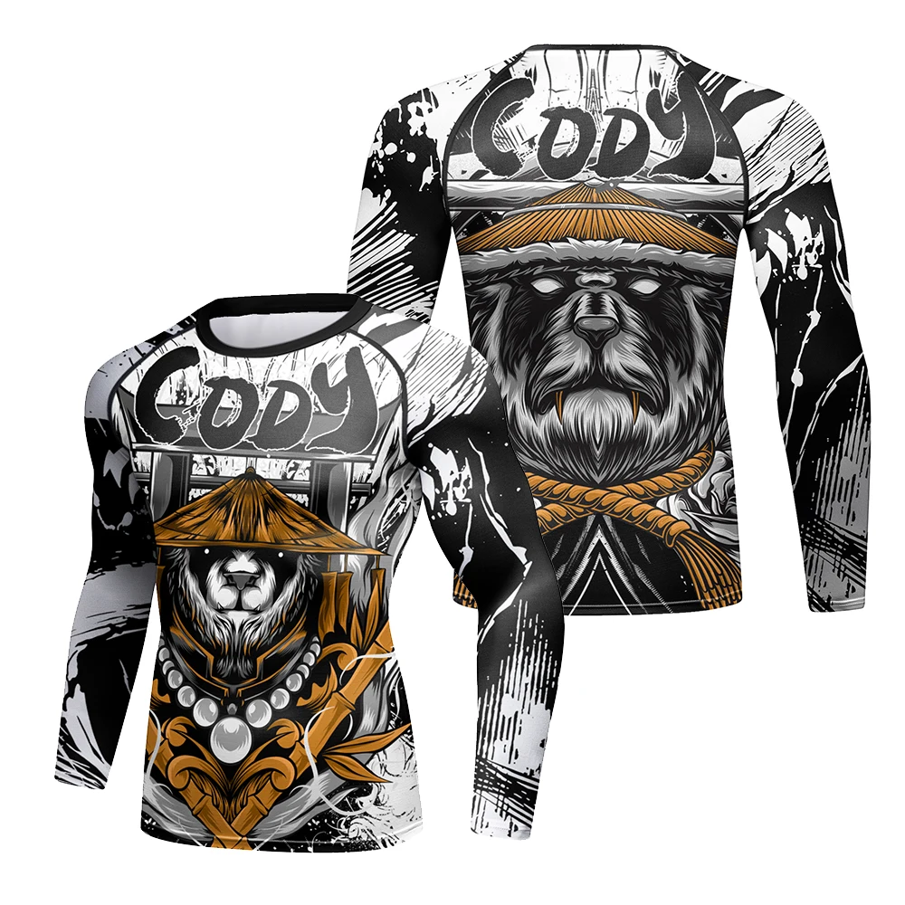 CODY LUNDIN Gorilla Panda 3D Printed Men Compression Training Sweatshirts Punk Style MMA Jiu Jitsu Rashguard Men Gym Fitness Tee