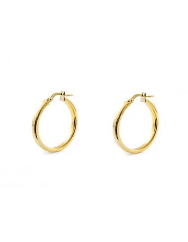 Earrings women 18k gold rectangular hoops 23x3mm