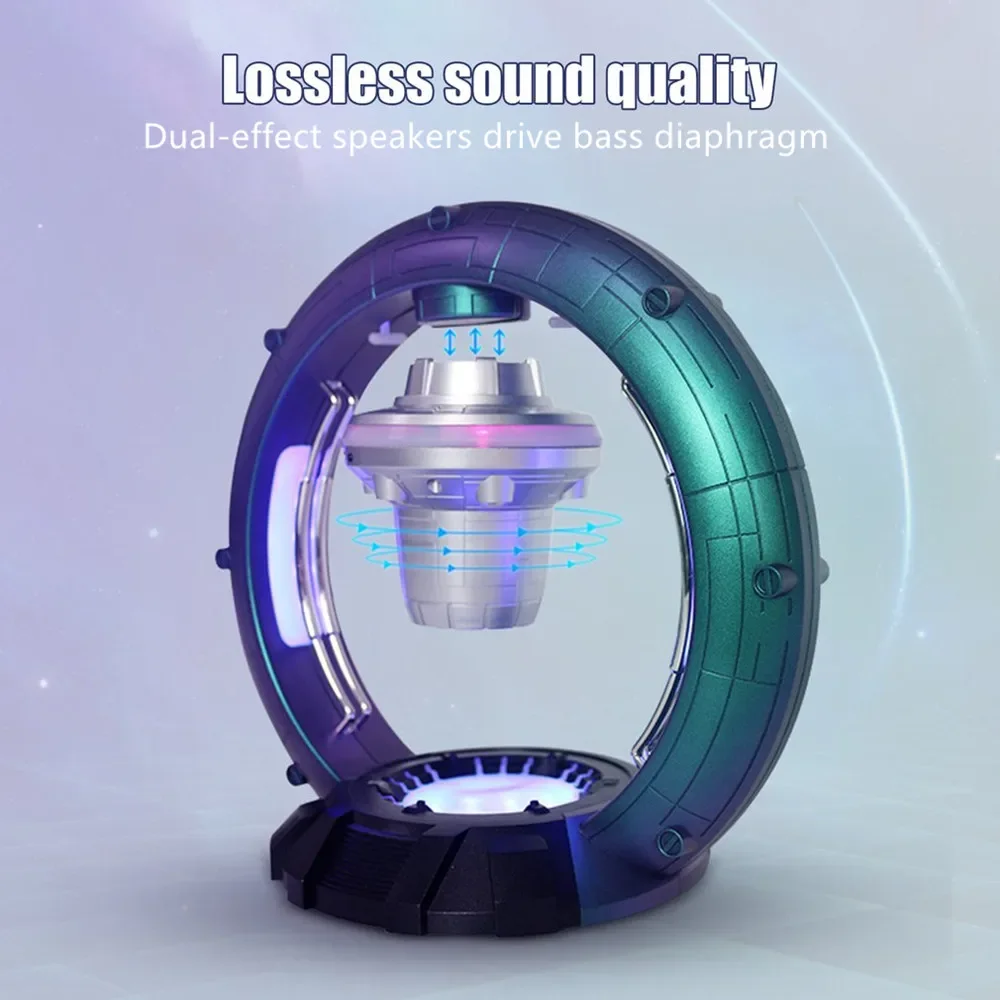 Magnetic Levitation Bluetooth Speaker Spaceship Globe Ornaments Hanging in Air Sound Automatic Balance Subwoofer Wireless Audio