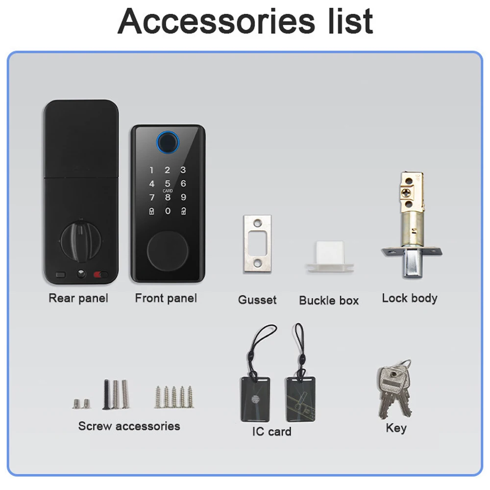 Tuya Mobile APP Smart Remote Control Fingerprint Biometrics Password Code Deadbolt Automatic Latch Lock