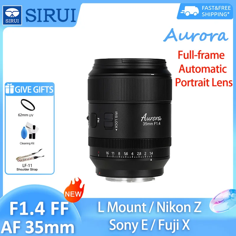 

Sirui 35mm F1.4 Aurora Full Frame Auto Focus Prime Lens for Sony E Nikon Z Fujifilm X L Mount A7III A6400 ZVE10 Z8 Z9 Z6III SL3
