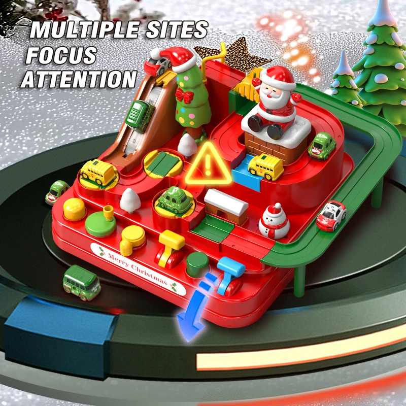 Kinderen Kerst Avontuur Racebaan Speelgoed Racing Rail Car Model Game Brain Mechanische Trein Kinderen Educatief Interactief Speelgoed