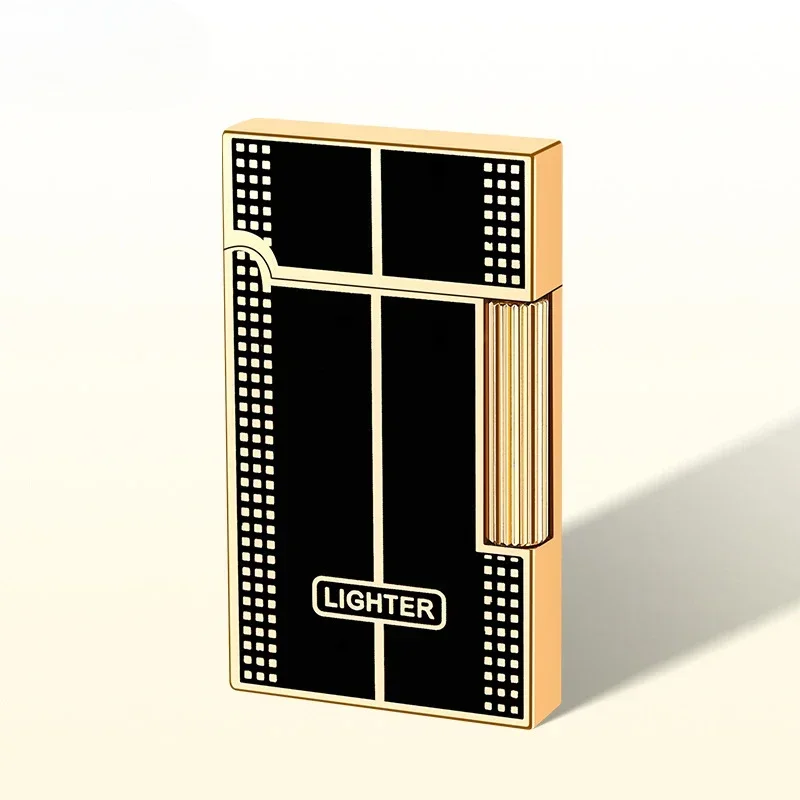 

Slim Steel Sounding Light Luxury Retro Lighter, Inflatable Open Flame Side Sliding Grinding Wheel Inclined Fire Metal Lighter