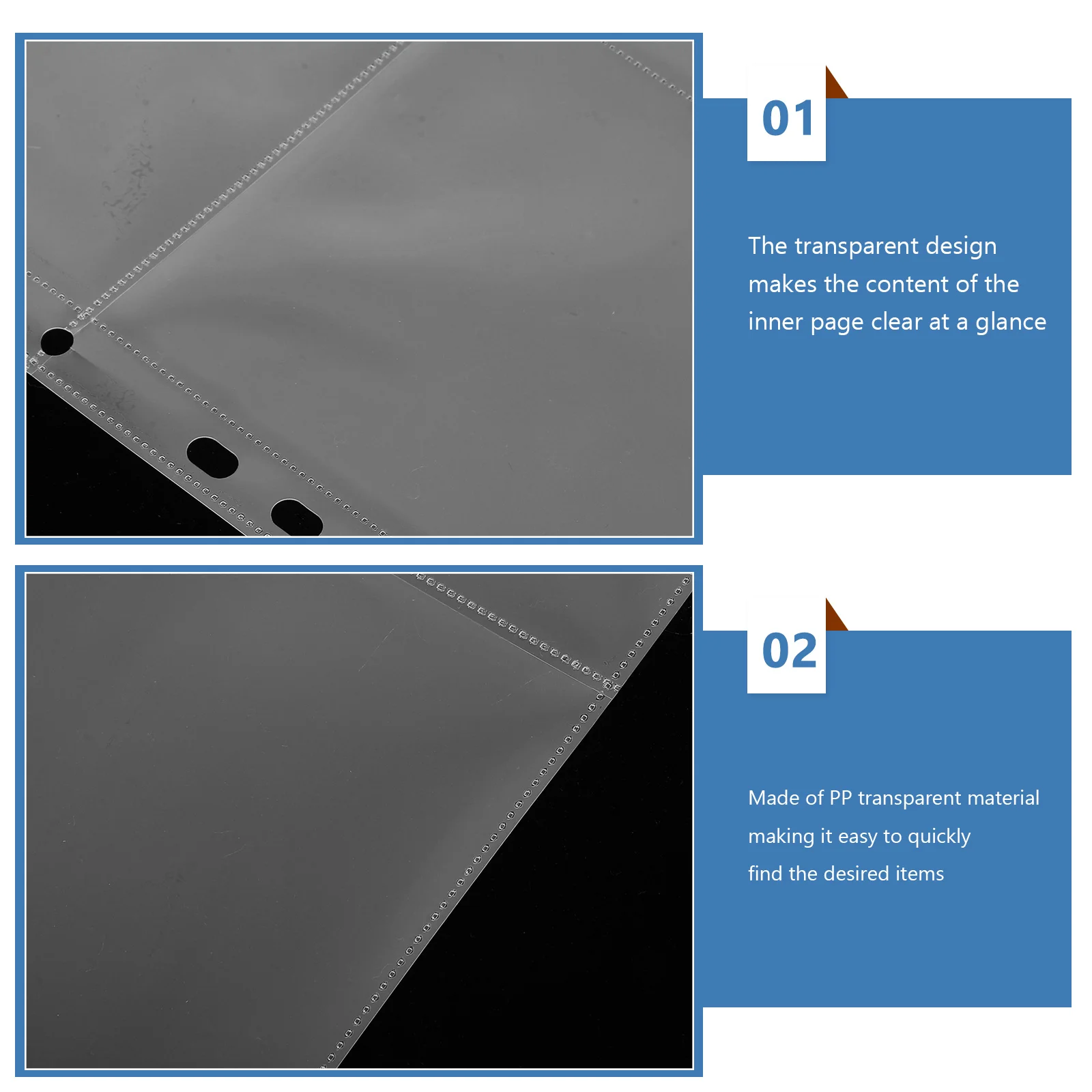 40Pcs A4 Transparent Photo Album Pages 4 Pockets Per Sheet Reusable Plastic Binder Inserts for Organizing Photos