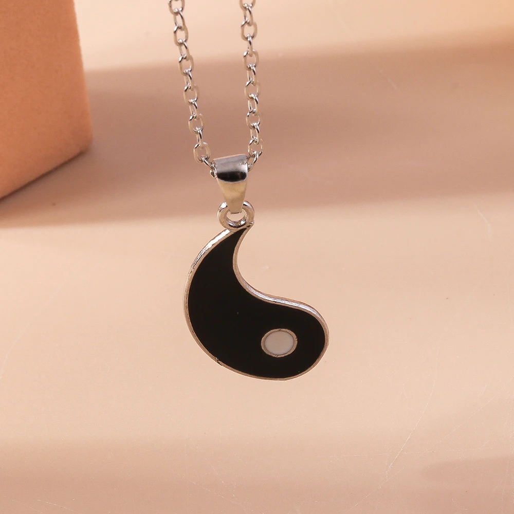 Aihua Heißer Verkauf Emaille Yin Yang Tai Chi Halskette für Frauen Männer Geburtstag Geschenk BFF Beste Freunde Paar Passenden Anhänger Halskette – Detail 11