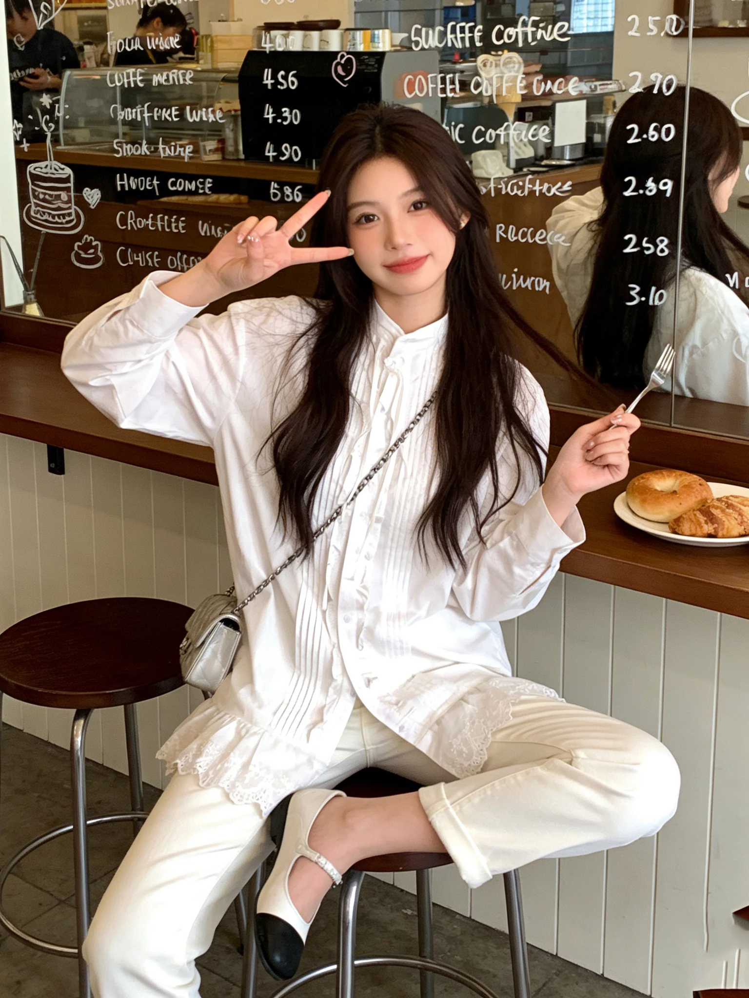 

Ruffle Trimmed Long Sleeve Shirt Women's Spring 2026 New Sweet Anti-aging Belted Stand Collar Patchwork Original Design Shirt