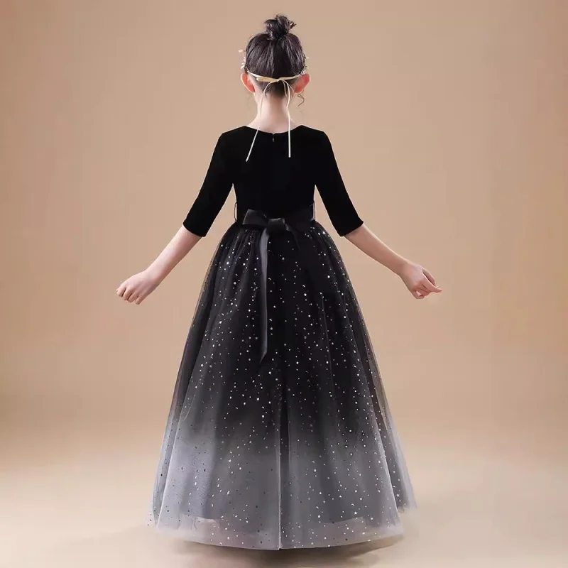 

Новое длинное платье для маленького хозяина на день рождения для девочек, подходящее для повседневной носки, платье для выступлений на хору для пения