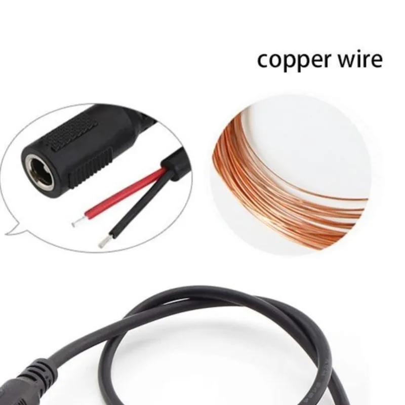 DC 5.5*2.1mm Female Plug Power Supply  Cable DIY Extension 20 AWG Jack Cord DC Connector  For Copper Extension Power Cord C5