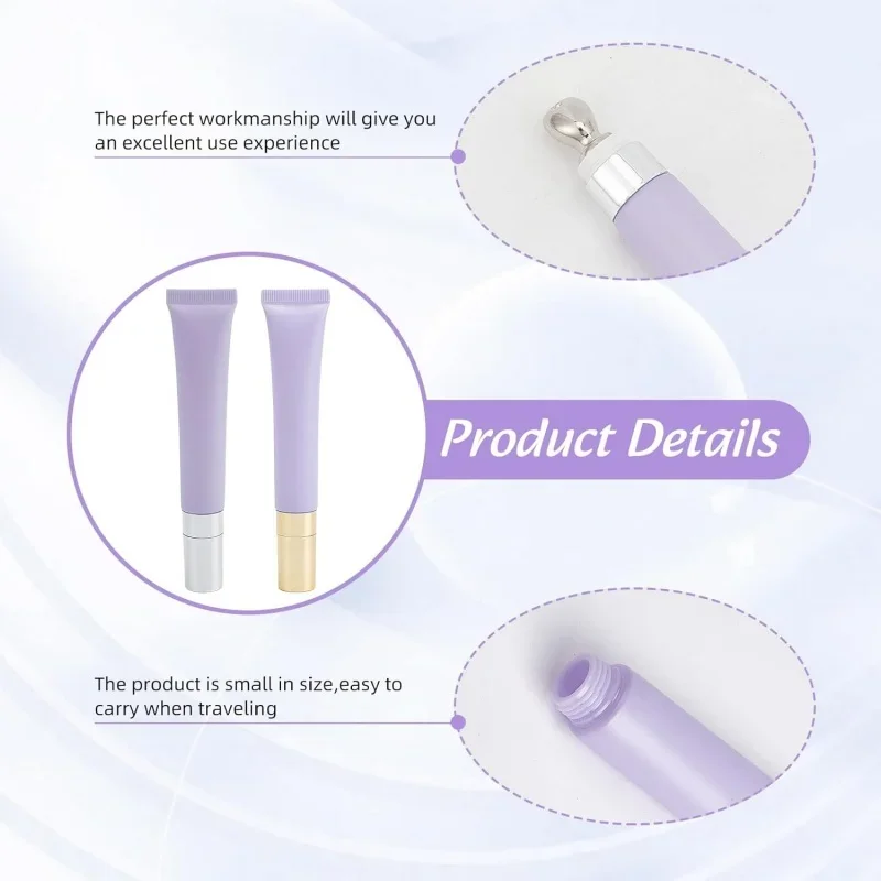 1Pcs 20g/ml Massage Eye Cream Squeeze Tubes Empty Cosmetics Container Lipgloss Refillable Vacuum Bottle Purple Matte Soft Tube