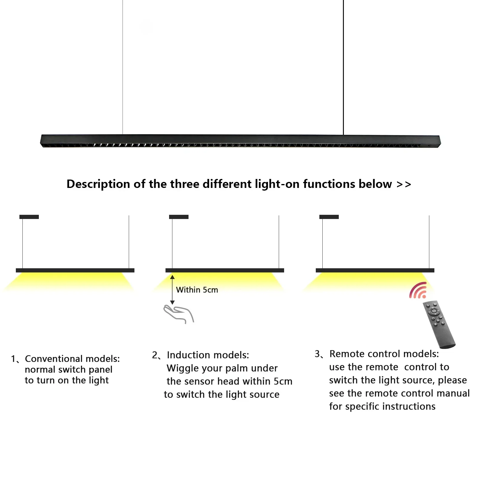 36W 4000K Moderna Lampada a sospensione a LED a striscia lunga Tavolo da pranzo Lampadario a sospensione per soggiorno Sala da pranzo Apparecchio di illuminazione da cucina