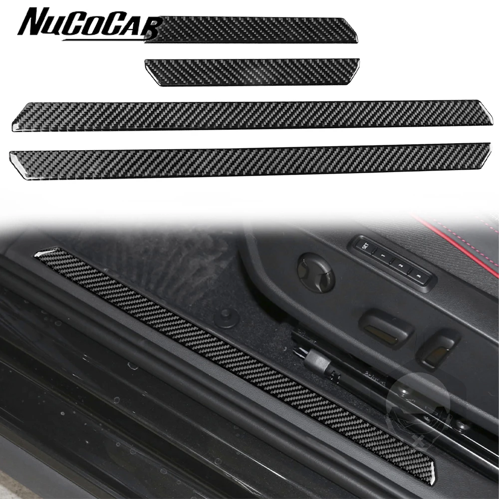 For Volkswagen Golf 8 GTI MK8 2021-2023 Carbon Fiber Door welcome pedal Panel strip Car Interior Accessories Decorative Stickers