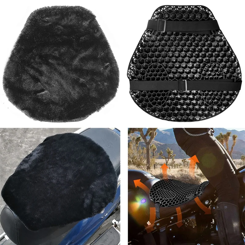 Motorcycle Seat Cover Air Seat Cushion Breathable Pressure Relief Protector Fur Pad Cover Warm Mat Universal