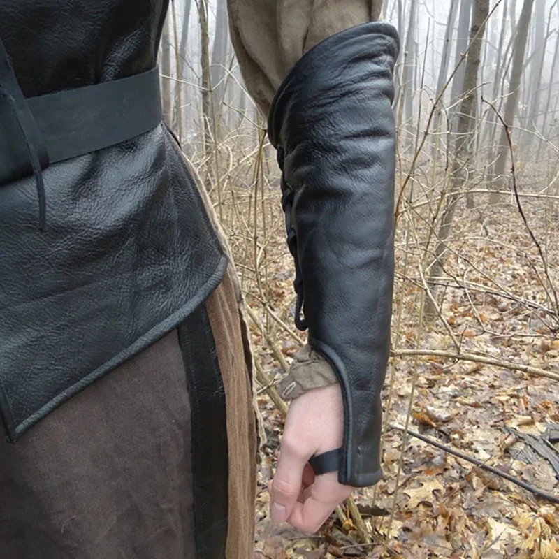 Nieuwe middeleeuwse lange handschoenen Vintage veterschoenen polsbeschermers en armbeschermers Steampunk gotische handschoenen Party Cosplay Props