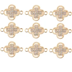 New 10pcs/lots 15*21MM Crystal Four-leaf Clover Charms Connector DIY Necklaces Bracelet for Jewelry Making Accessories