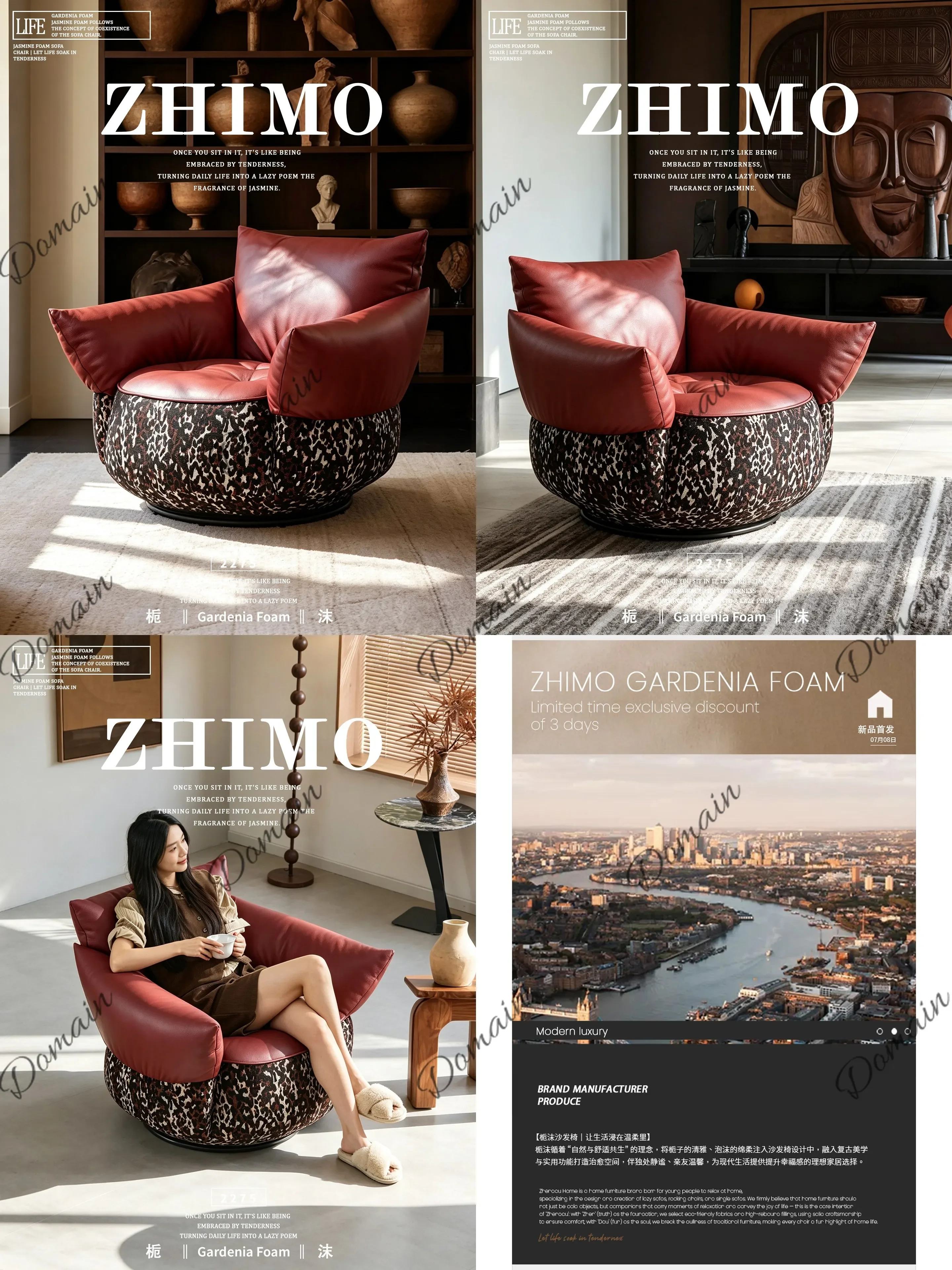 N81 Cozy Single Leather Armchair Real Top Grain Cowhide Living Room Balcony Lounge Chair Designer Petal Accent Chair