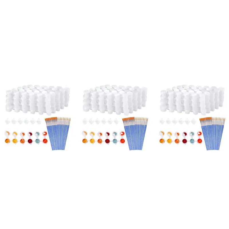 

Superior-60 Strips 360 Pots Empty Paint Strips And 60 Pieces Paint Brushes,Paint Cup Clear Plastic Storage Containers,3Ml/0.17Oz
