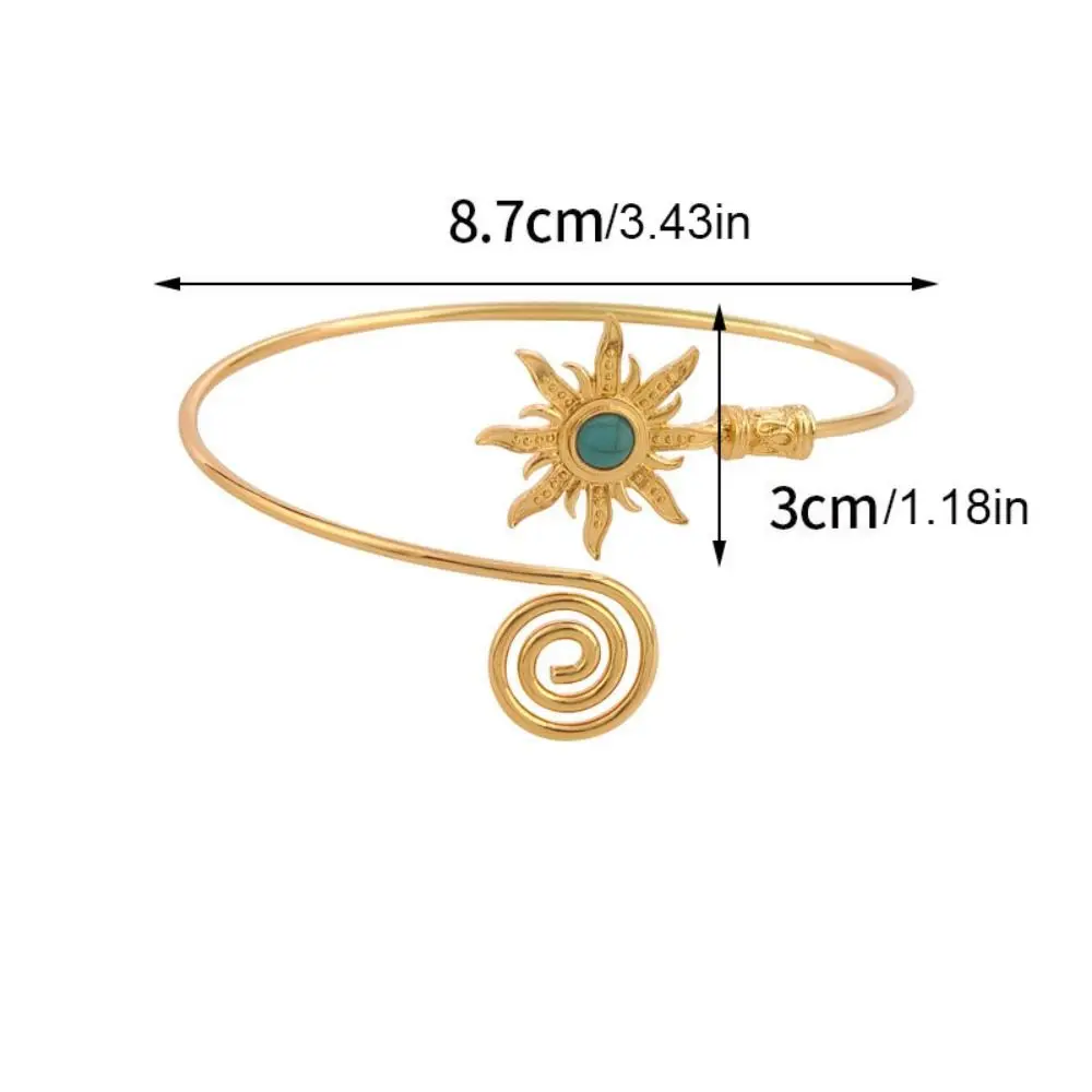 Mode Legering Arm Manchet Zon Twist Lijn Manchet Bangle voor Vrouwen Turquoise Arm Chain Wijd Open Arm Manchet Vrouwen