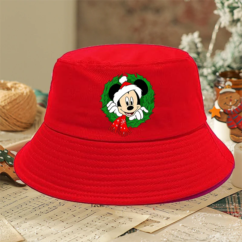 ميكي ميني ماوس صياد قبعة لطيف الكرتون عيد الميلاد الأطفال في الهواء الطلق الصيف طوي غطاء دلو عيد الميلاد الشمس منع القبعات الهدايا #2