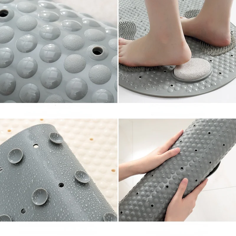 Bathroom Non-slip Mat Household Bathroom PVC Toilet Water-repellent Rubbing Stone Floor Mats Shower Room Massage Floor Carpet