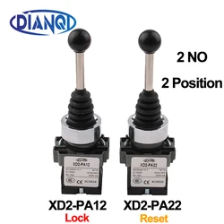 XD2-PA12 2NO Latching PA22 Momentary 2 Position Rocker Joystick Controller Spring Return Rotary Toggle Cross Switches Reset