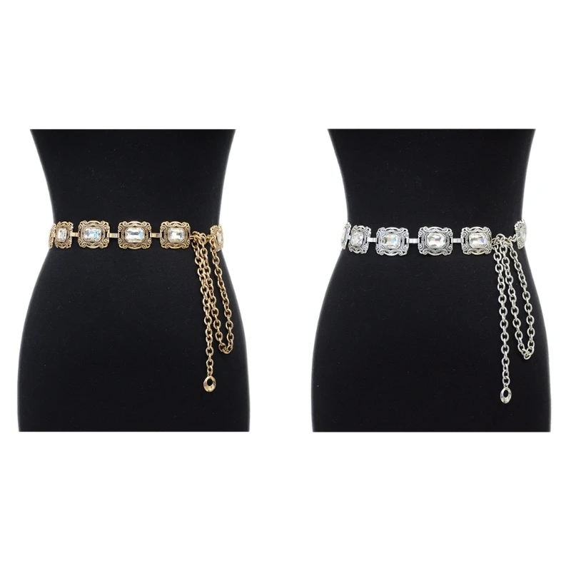 Female Body Chain Elegant BohoStyle Waist Chain Dress Decorative Chains Crystal Waist Chain Belt Women Girl Body Jewelry