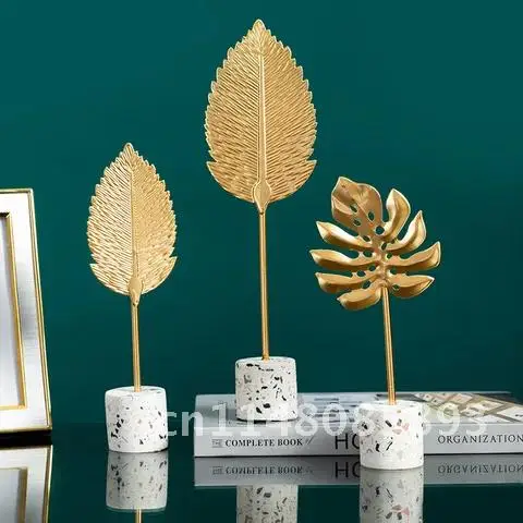 Gold Nordic Ginkgo Leaf Sculpture Leaves Crafts Luxury Living Room Decor Home Decoration Accessories Office Desktop Ornaments