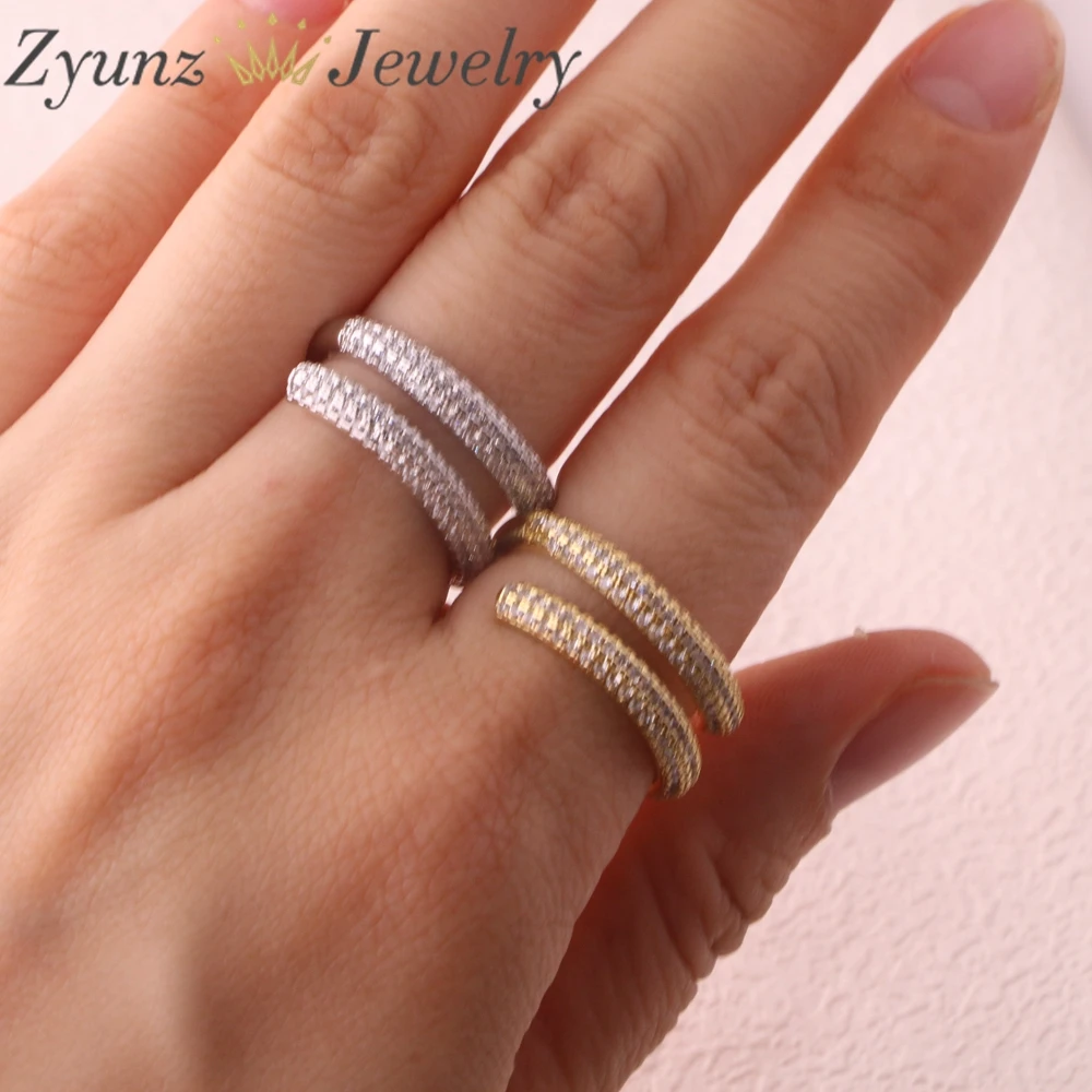 5pcs, White Zircon Heart Geometric Shape Copper Rings For Women Adjustable Aesthetic Wedding Ring Female Jewelry