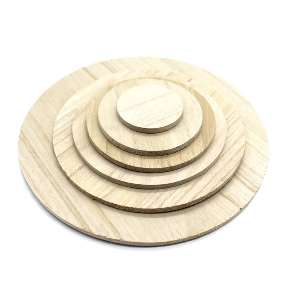 1-8Pcs Dia 50-200mm Circular Paulownia Wood Board Thick 3/5mm DIY Handmade Wooden Board Drawing Building Block Model Material
