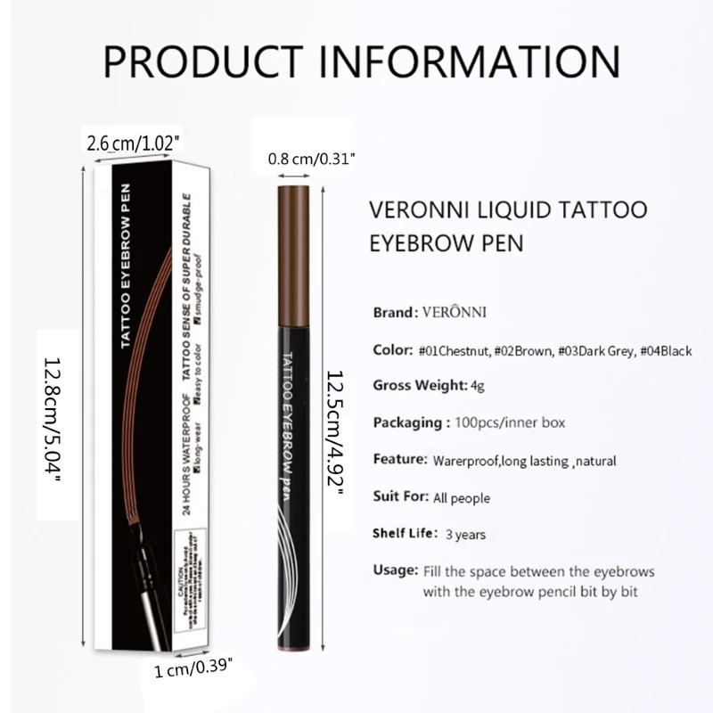 Crayon à sourcils avec applicateur à 4 pointes micro-fourchette, maquillage imperméable longue durée, livraison directe