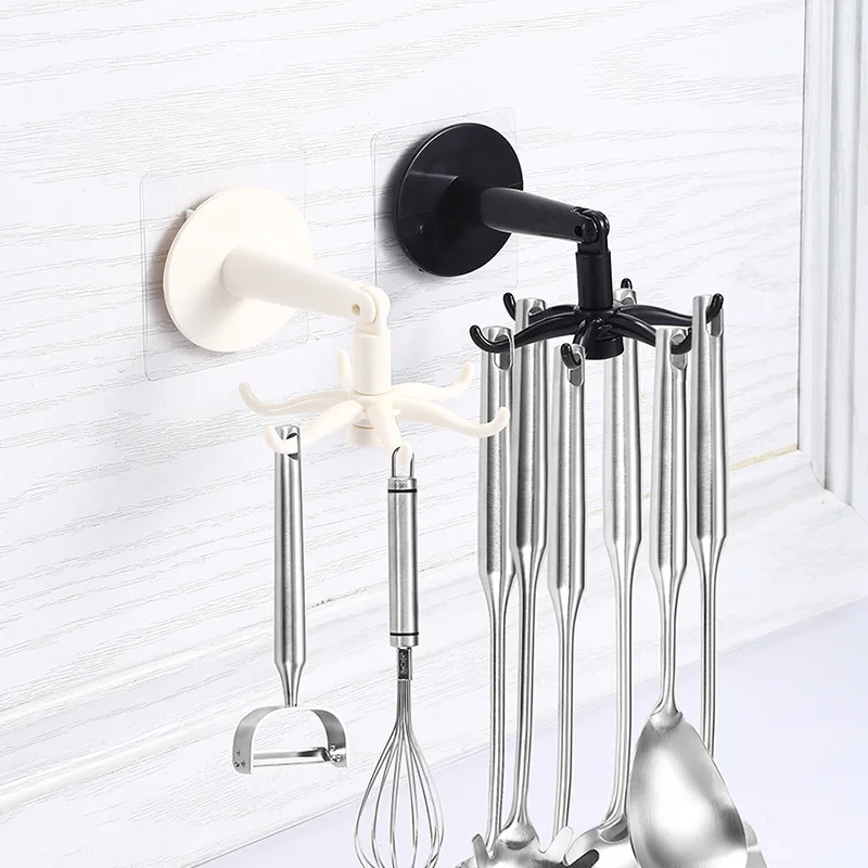 360 Degrees Rotating Utility Hooks,Multipurpose Kitchen Cookware Hooks for Hanging Utensils Under Cabinet,Bathroom Holder MS-268