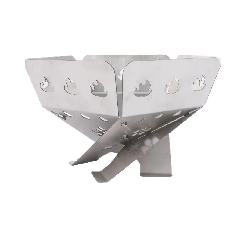 

Портативная складная печь для кемпинга на дровах из нержавеющей стали, мангал для пикника и барбекю на открытом воздухе