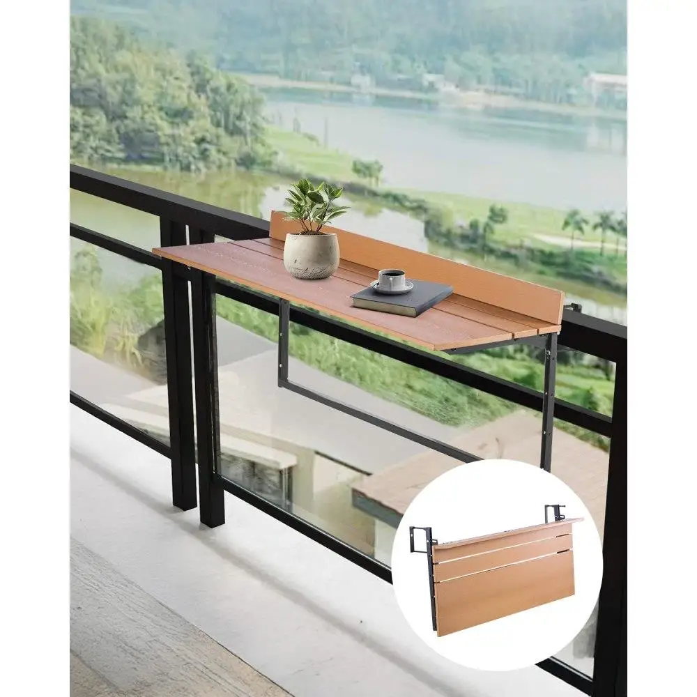 

Balcony Hanging Table 15x39 Inch Outdoor Patio Railing Bar Adjustable
