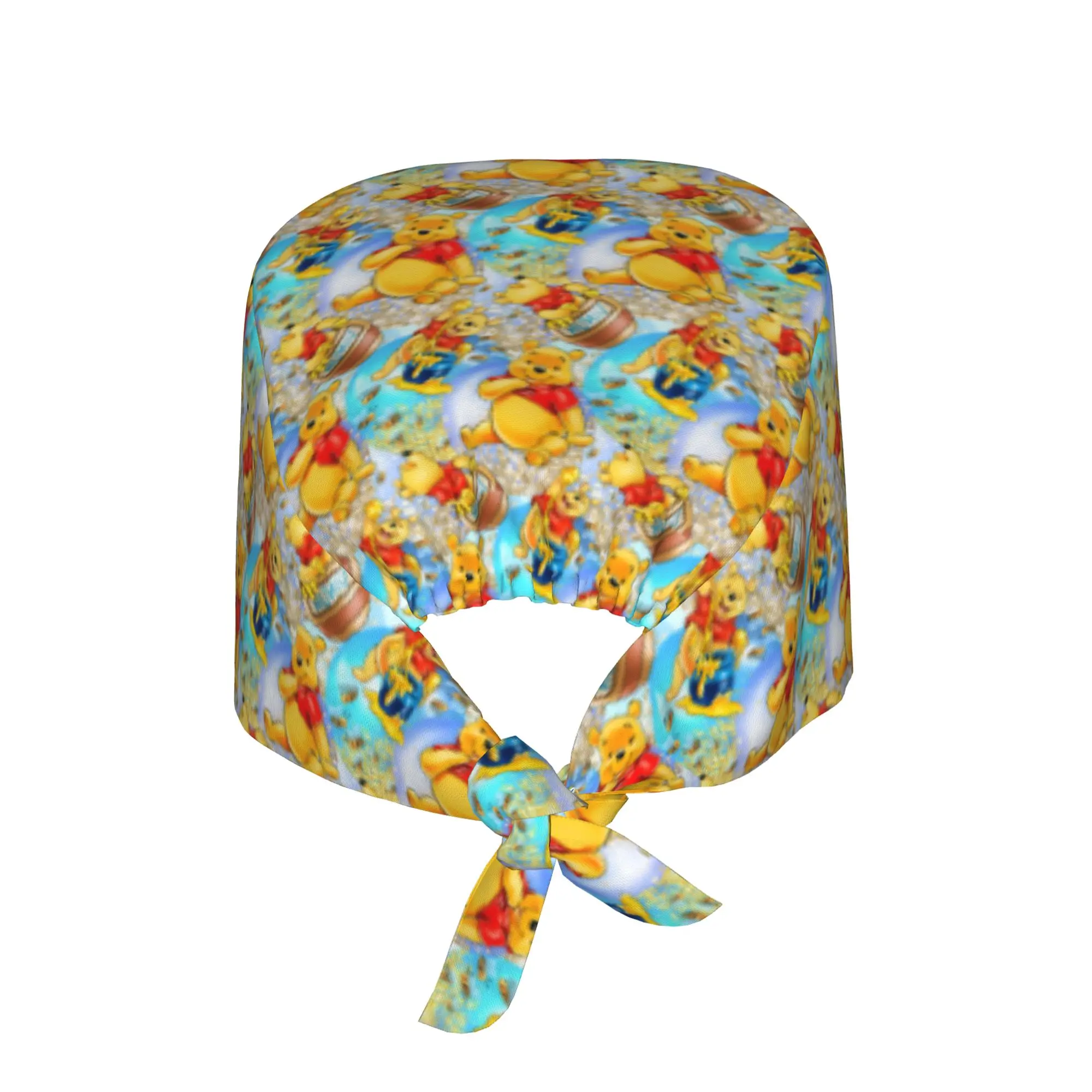 Custom Winnies Anime Poohes Scrubs Cap Surgical Hats Women Men Bears Cartoon Operating Room Cap Nursing Cap Lab Works Hat