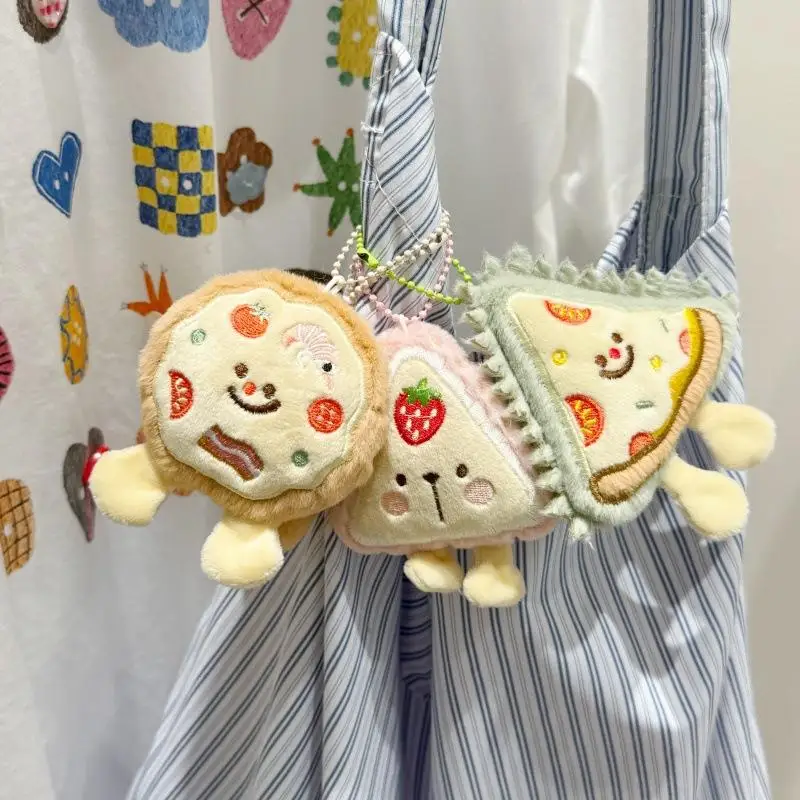 Süße süße Pizza Plüsch Schlüsselanhänger Cartoon simulierte Lebensmittel gefüllte Puppe Anhänger Auto Schlüsselanhänger Rucksack Dekoration Zubehör Geschenke
