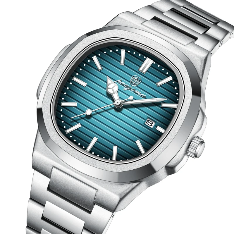 ساعة رجالية عسكرية فاخرة من PAAZOMU مربعة مقاومة للماء مضيئة لتاريخ الأسبوع ساعة رجالية من الفولاذ المقاوم للصدأ كوارتز ساعات رجالية Reloj