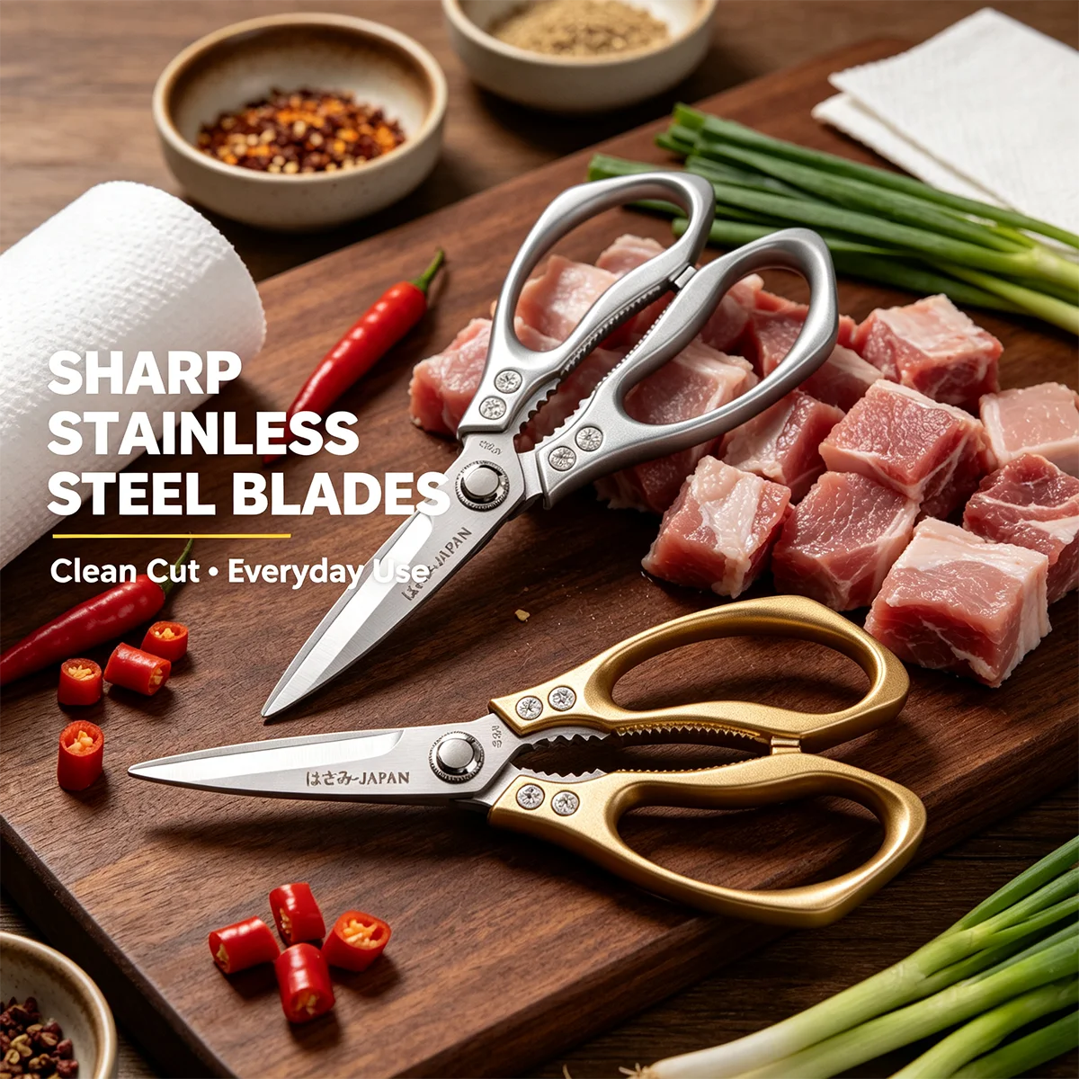 1Pc,Professional Kitchen Scissors With A Variety Of Handle Materials To Choose From; Multi-Functional Tool Food Scissors