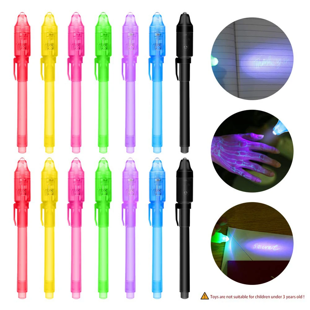 1 Piece Random Color Pens Secret Pen Secret Learning Tool Check Money Pens 2 In 1 Invisible UV Light Multi Function Pen Sturdy