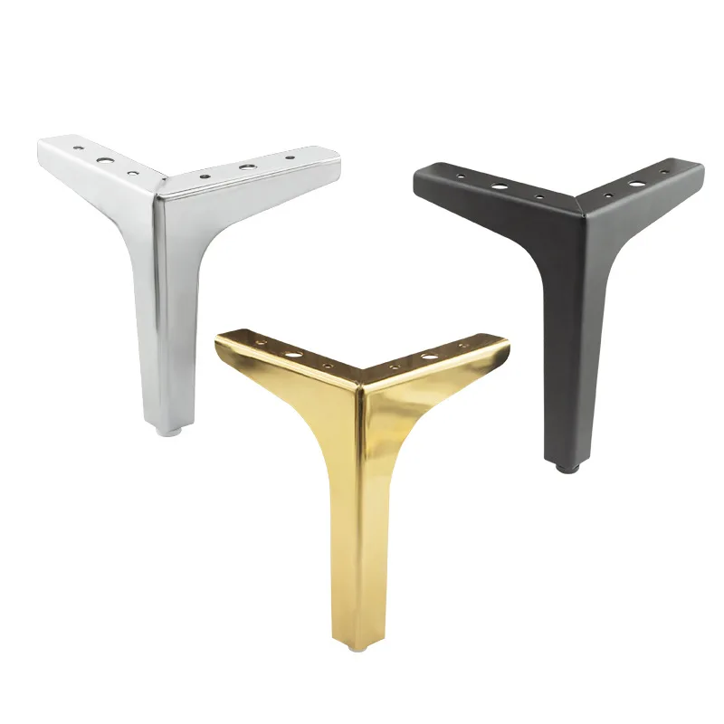 Patas de Metal para muebles de 4 piezas, patas de repuesto para mesa de centro, sofá, silla, armario de baño, Hardware negro, dorado y plateado