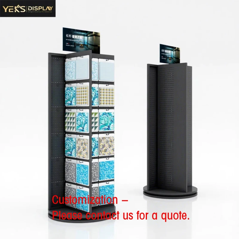 custom.Customize Size Four-Side Rotating Punching Wood Floor Tile Display Stand Showroom